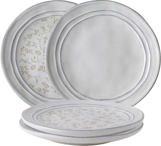 Laura Ashley Artisan Serving Plate Desert Ceramic White with Diameter 20cm 4 Pieces