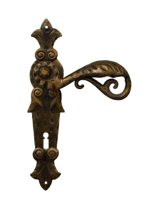 Mânere Ușă Placă Handmade Galbusera 505-c Negru Patină Aurie Stânga Siguranță Cilindru