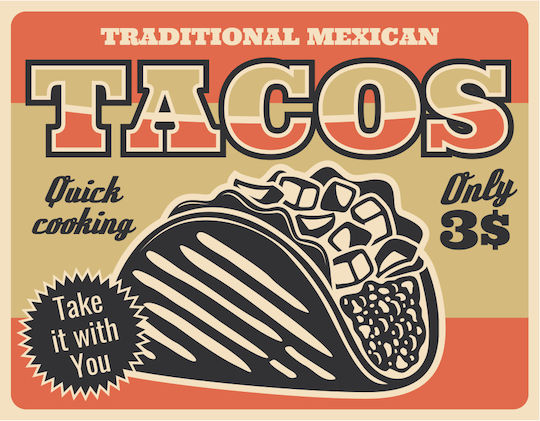 Διακοσμητική Πινακίδα Tacos 30x23