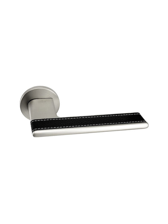 Türgriffe Rosette Zb Yalis 84267 Matt Inox Schwarzes Leder Links Sicherheit Zylinderschloss