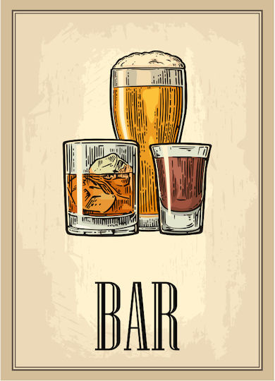 Bar Sign 20x14 25x18 30x21 Beige