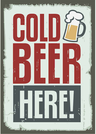 Wall Decor Sign Cold Beer Here 20x14