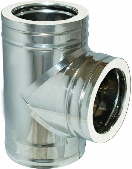 Tee Pipe 90 Degrees Double Wall Stainless Steel Chimney Pipe Diameter 300-φ350 Aisi 304 Ba Airduct Hellas