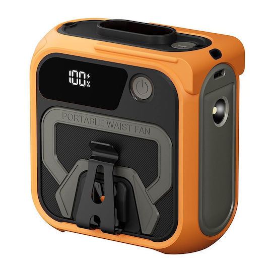 Techsuit Premium Portable Mini Fan Z13 Power Bank Rechargeable 5 Wind Speeds Belt Buckle 10000mah Orange