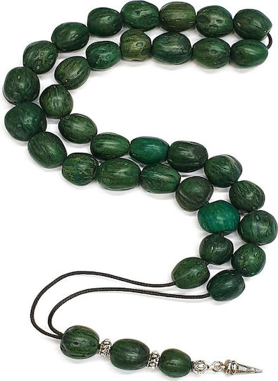 Roloi Komboloi Nutmeg Worry Beads with 33 Beads Green 42cm