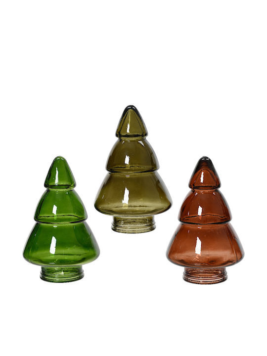 Christmas Decorative Glass Tree 15cm Green Olive