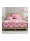 Charalambidis Textiles Sheet for Single Bed with Elastic 90x200+30cm. Salonica Pink