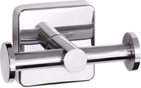 Karag Quattro Άγκιστρο Μπάνιου Διπλό με Βίδες ​9x5.5cm Inox Ασημί