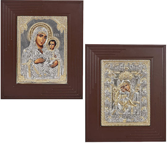 12-1390 Religious Icon Gold Frame Giant Wood-Metal 47x39cm