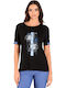 Women's Blouse Short Sleeve Black