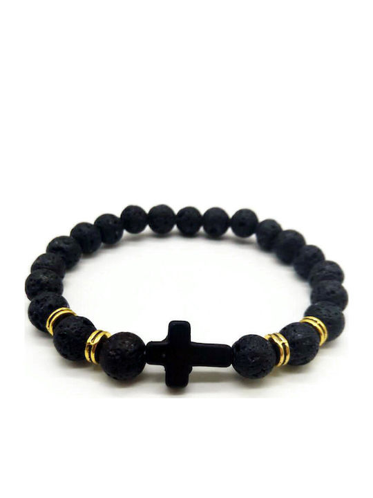 Ghetto Women's Bracelet with Cross design with Lava Stones