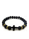 Ghetto Women's Bracelet with Cross design with Lava Stones