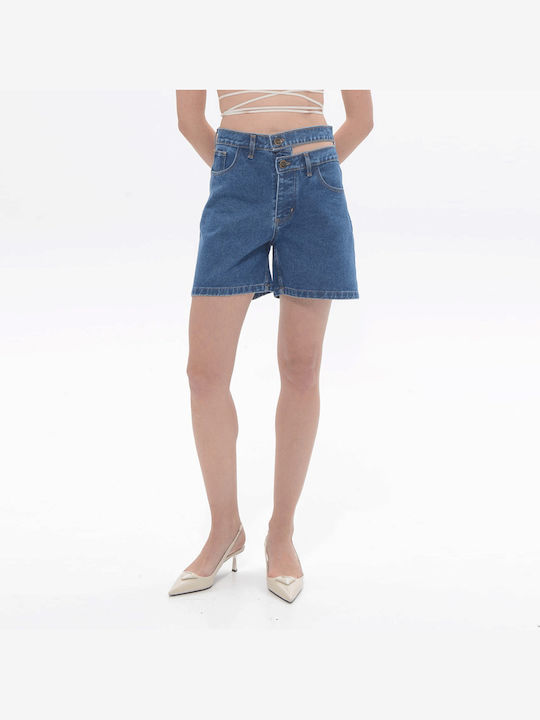 Sac & Co Women's Jean Shorts Mid Blue, Blue