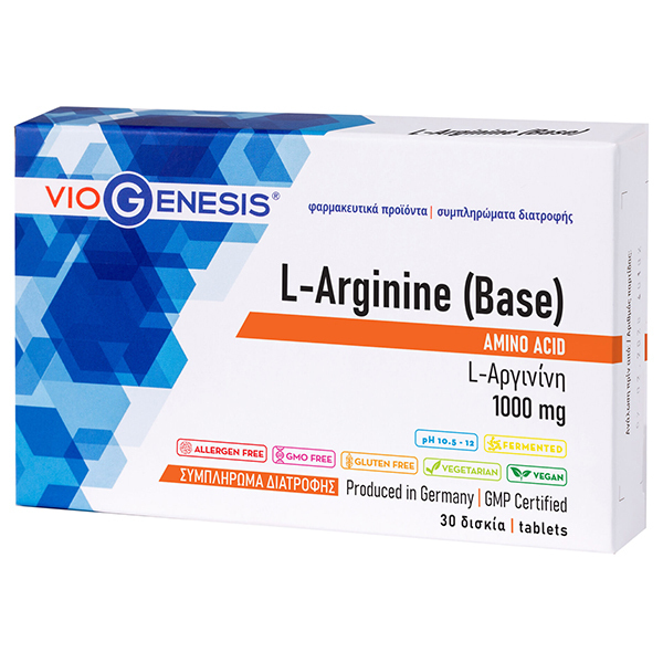 Viogenesis Αργινίνη 1000mg 1gr 30 Ταμπλέτες Βανίλια
