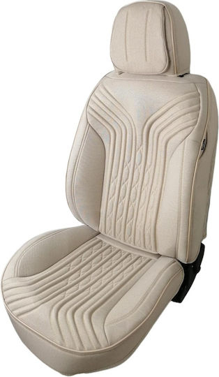 Deluxetuning Set Universal De Huse Scaune Auto Material Textil Crem Față-Spate Bancă Divizată