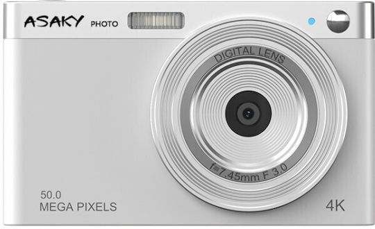 Asaky Rocket D-8 Compact Φωτογραφική Μηχανή 50MP 4K UHD Οπτικού Ζουμ 8x Λευκή