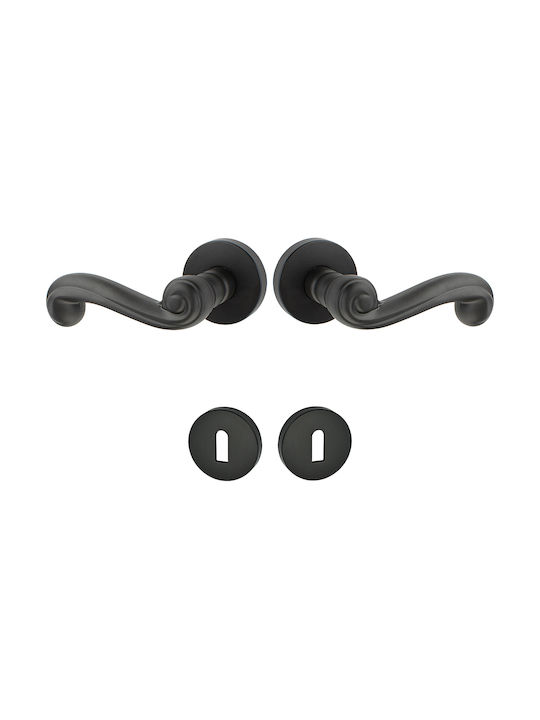 Viobrass Door Handles Pair 2 Pieces Rosette No 217 Matte Black