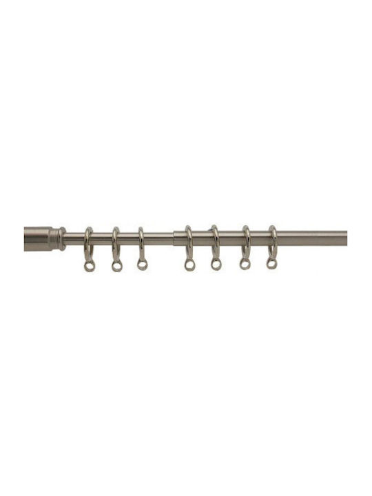 Extendable Brass Curtain Pole Rings Matt Nickel 700-8050 50-80cm Metalor