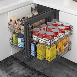 Metal Kitchen Mechanism Magic Corner Full Extension Brake Anthracite Frame 4 Wire Baskets Anthracite 27x43cm