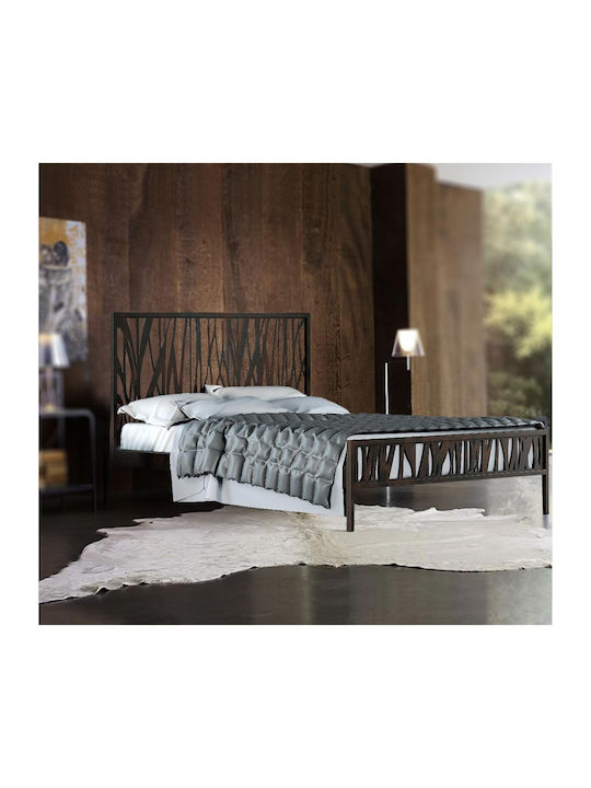 Mountain Double Metal Bed Bronze with Slats for Mattress 160x200cm