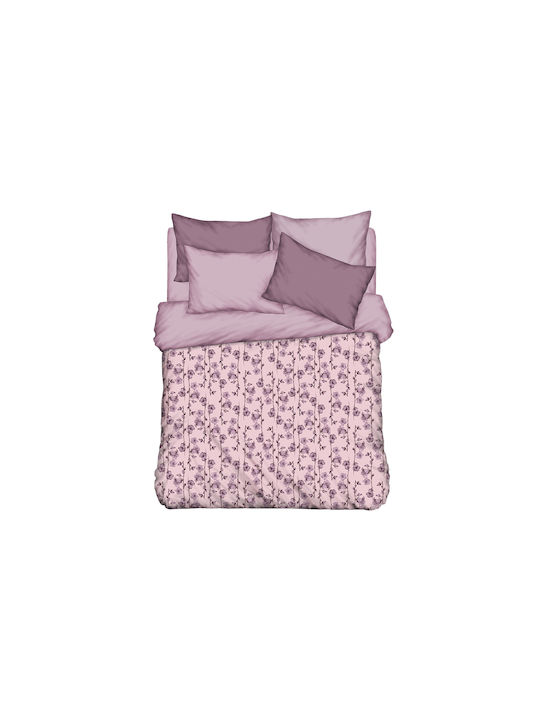 Ionion Πάπλωμα Διπλό 240x220cm Microfiber Floral Εμπριμέ