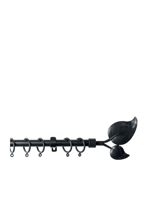 Extendable Plastic Curtain Pole Φ16/19mm Single Black 120-210cm