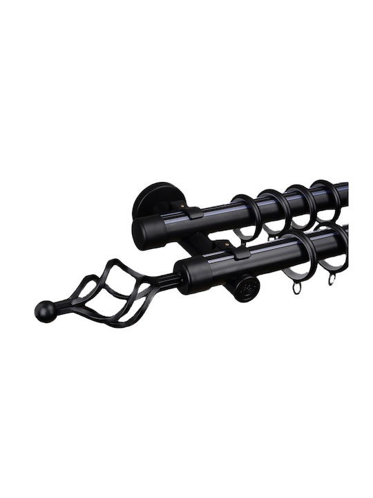 Sphere Black Double Inox Curtain Pole Opening 160 To 310 Cm 28mm D141-16310