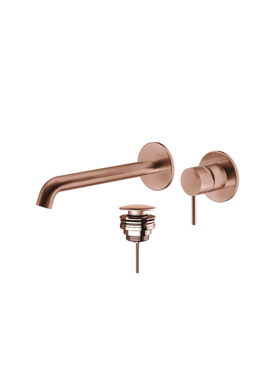 La Torre Elle 316 Rose Gold Brushed PVD Built-in Basin Faucet Set 2 Holes + Basin Valve