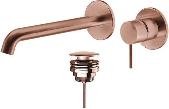 La Torre Elle 316 Четка Rose Gold PVD Вграден Комплект За Лавабо С 2 Отвора + Клапан За Лавабо