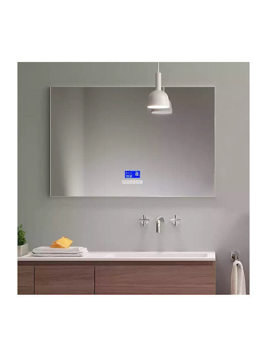 Mysmartmirror 100x80 Illuminated Bathroom Mirror Touch Panel Bluetooth Connects to Mobile FM Radio-Time-Temperature-Date