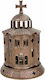Metallic Vigil Oil Lamp "Ekklesia Megali" Brown