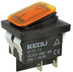 Hy12-15 Orange Διακόπτης Rocker On-off 4p Λυχνία 220v Ip65 Πορτοκαλί