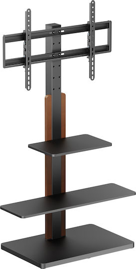 Powertech PT-1422 Βάση Τηλεόρασης Δαπέδου έως 75" και 40kg Ασημί