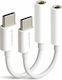 Techsuit Converter USB-C male to 3.5mm female White 2pcs