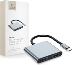 Tech-Protect USB-C männlich zu HDMI 2x weiblich Konverter