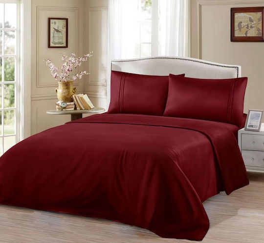 Duvet Cover Set Single with Pillowcase 160x240 Burgundy