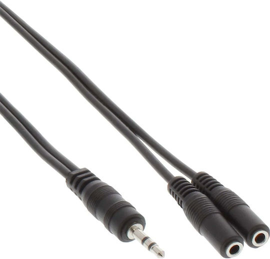 InLine 3.5mm Jack Cable Male - 2x 3.5mm Female Black 2m 99300B