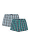 Men's Boxers Green-cyan Checkered 2Pack