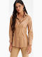 Women's Leather Long Sleeve Shirt Hazelnut