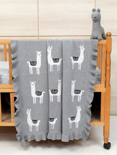 Liolios Home Babydecken Wickeltücher für Kinderzimmer Lama mit Teddybär 80x100cm