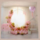 Composition with 56 Balloons Rose Gold Circular Base