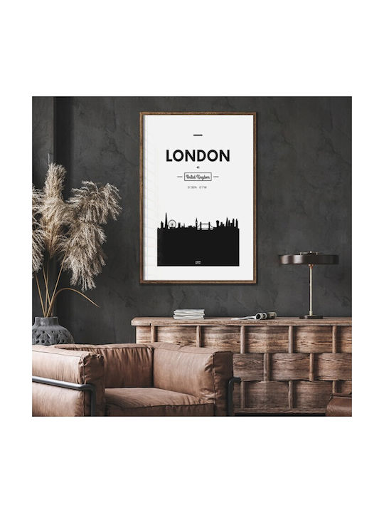 London Attractions Poster 15x20cm Wooden Pine Frame White