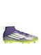 F50 League Mid MG Ghete De Fotbal Pentru Copii Cu Crampoane Violet Rush / Alb Nor / Lămâie Lucidă