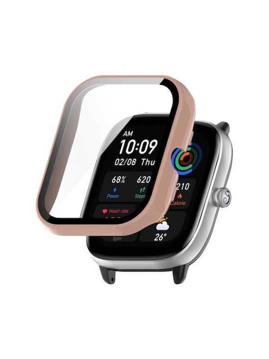 Πλαστική Θήκη με Τζαμάκι σε Ροζ χρώμα για Amazfit GTS 4 Mini
