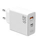 Încărcător Fără Fir Cu Port USB-A Și Port USB-C 65W Livrarea Energiei Alb