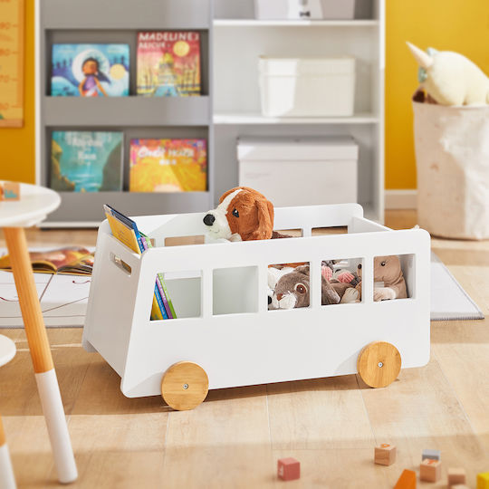 Kids Wooden Bookcase White 69x33.5x41cm