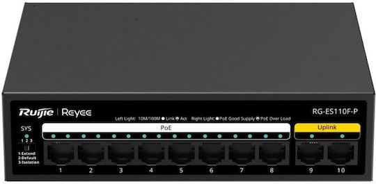 Ruijie RG-ES110F-P Unmanaged L2 PoE+ Switch με 10 Θύρες Ethernet και 10 SFP Θύρες