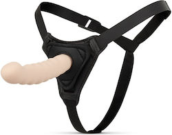 Μπεζ Κυρτό Ομοίωμα Σιλικόνης Ζώνη Easytoys Fetish Collection Strap On Dildo Harness Ribbed & Curved Beige 14.5cm