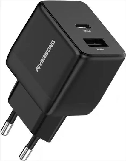 Riversong Φορτιστής Χωρίς Καλώδιο GaN με Θύρα USB-A και Θύρα USB-C Power Delivery Μαύρος (PowerKub G30 Pro AD118)