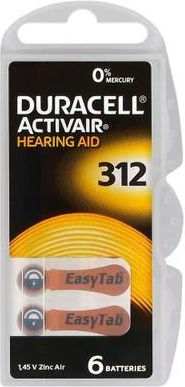 Duracell Activair Μπαταρίες Ακουστικών Βαρηκοΐας 312 1.45V 6τμχ